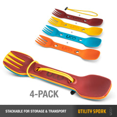 UCO spork with serrated knife edge for quick food prep in backcountry.