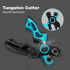 Close-up of ultra-sharp tungsten blade on UEDGER line scissors
