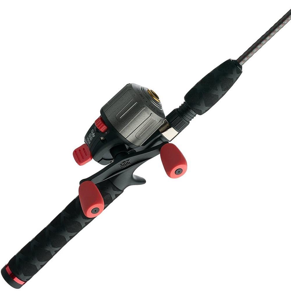 Ugly Stik Ugly Tuff 8+ spincast reel close-up, durable gear for kids