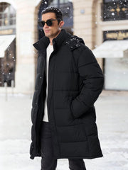 UIQUR coat with removable insulated hood for versatile styling in changing weather.