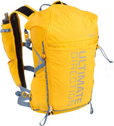 Ultimate Direction Fastpack 20L front view with harness pockets enabling quick hydration on trails