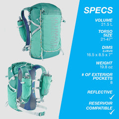Close-up of the women's-specific torso fit on the FastPackHer 20L.