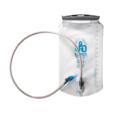 Ultimate Direction water reservoir straw focus enables quick sip on rugged trails.