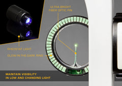 Ultra-bright .029 inch vertical fiber optic pin on Drive Slider