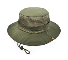 UltraKey adjustable drawstring hat stays secure during activities.