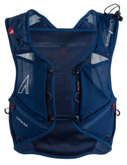 Ultraspire Alpha 6.0 back view highlights compact fit for endurance on trails.