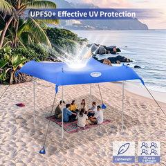 UMARDOO beach tent UPF50+ fabric provides sun protection for family outings.