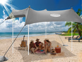 UMARDOO beach tent grey front view provides family shade on sunny days.