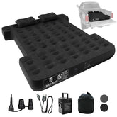 Umbrauto built-in pump air mattress in truck bed inflates quickly for camping.