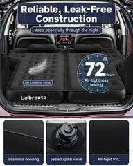 Umbrauto two chamber design showing flexible SUV sleeping setup outdoors