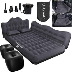 Umbrauto inflatable car mattress bed with pump and pillows for easy setup on road trips.