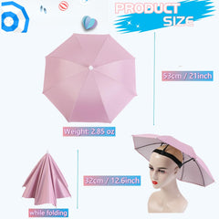 Open umbrella hat showing 21 inch diameter in use