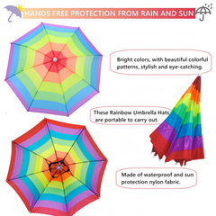 Open umbrella hat with 21 inch diameter shielding sun and rain