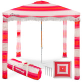Umbrellissimo Premium Beach Cabana pink ombre canvas with designer prints for stylish shade.