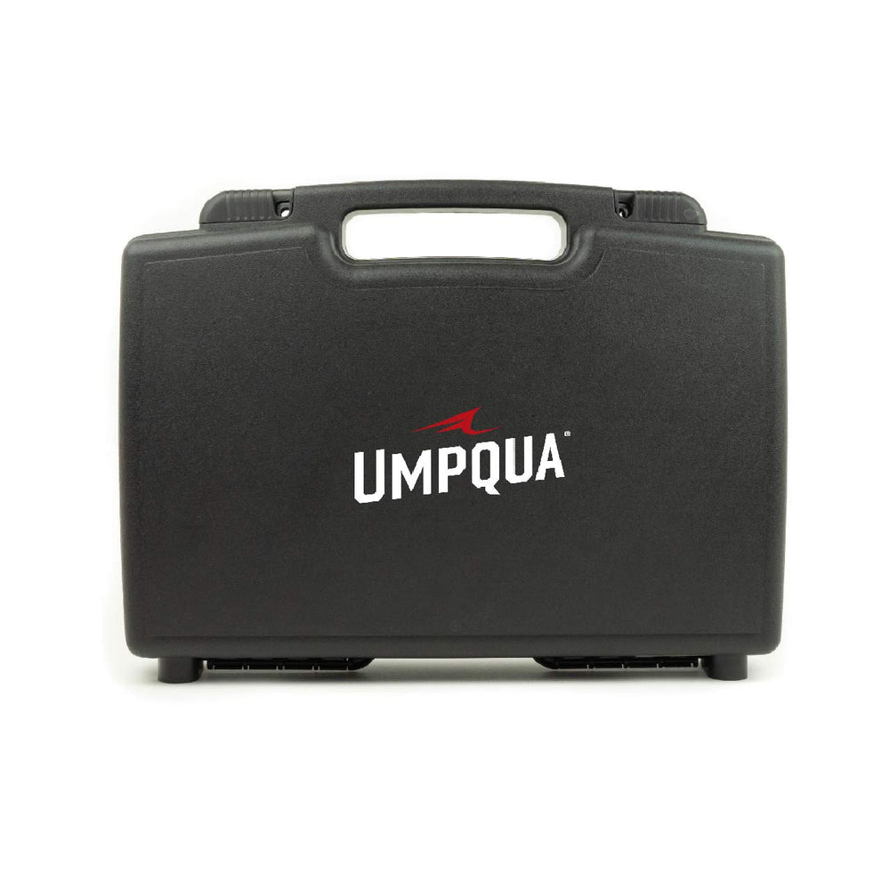Umpqua Baby Black boat box front view shows large fly storage
