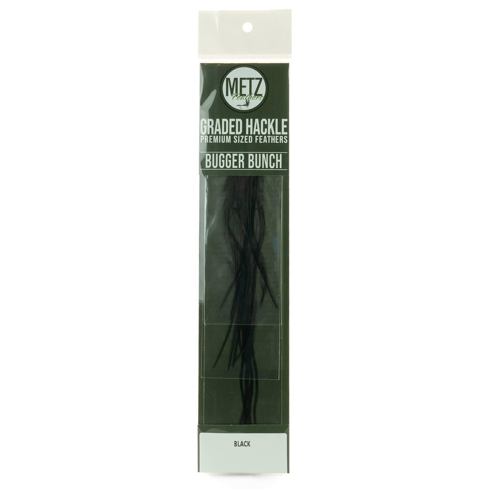 Umpqua Metz Bugger Bunch Hackle Black for lifelike movement in woolly bugger flies