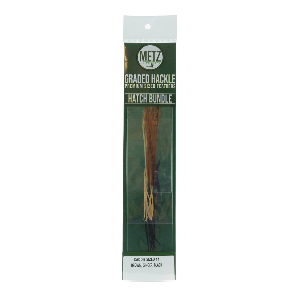 Umpqua Metz Hatch Hackle Bundle 14 Caddis enables lifelike caddis imitations on rivers