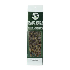 Umpqua Metz Tarpon/Crab Hackle Pack grizzly tan for tarpon tails and crab claw accents.