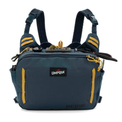 External fly patch on Umpqua Northfork Chest Pack Cobalt