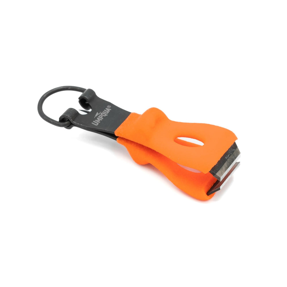 Umpqua Rivergrip PS Nipper Hot Orange with river-ready grip for precise tippet cuts.