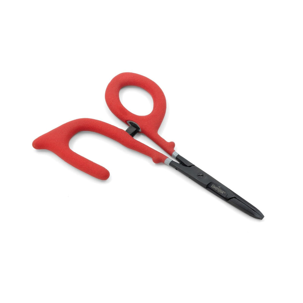 Umpqua Rivergrip PS Scissor Forceps Open Red — 6 in straight fly fishing scissor clamp, Rivergrip Precision Series