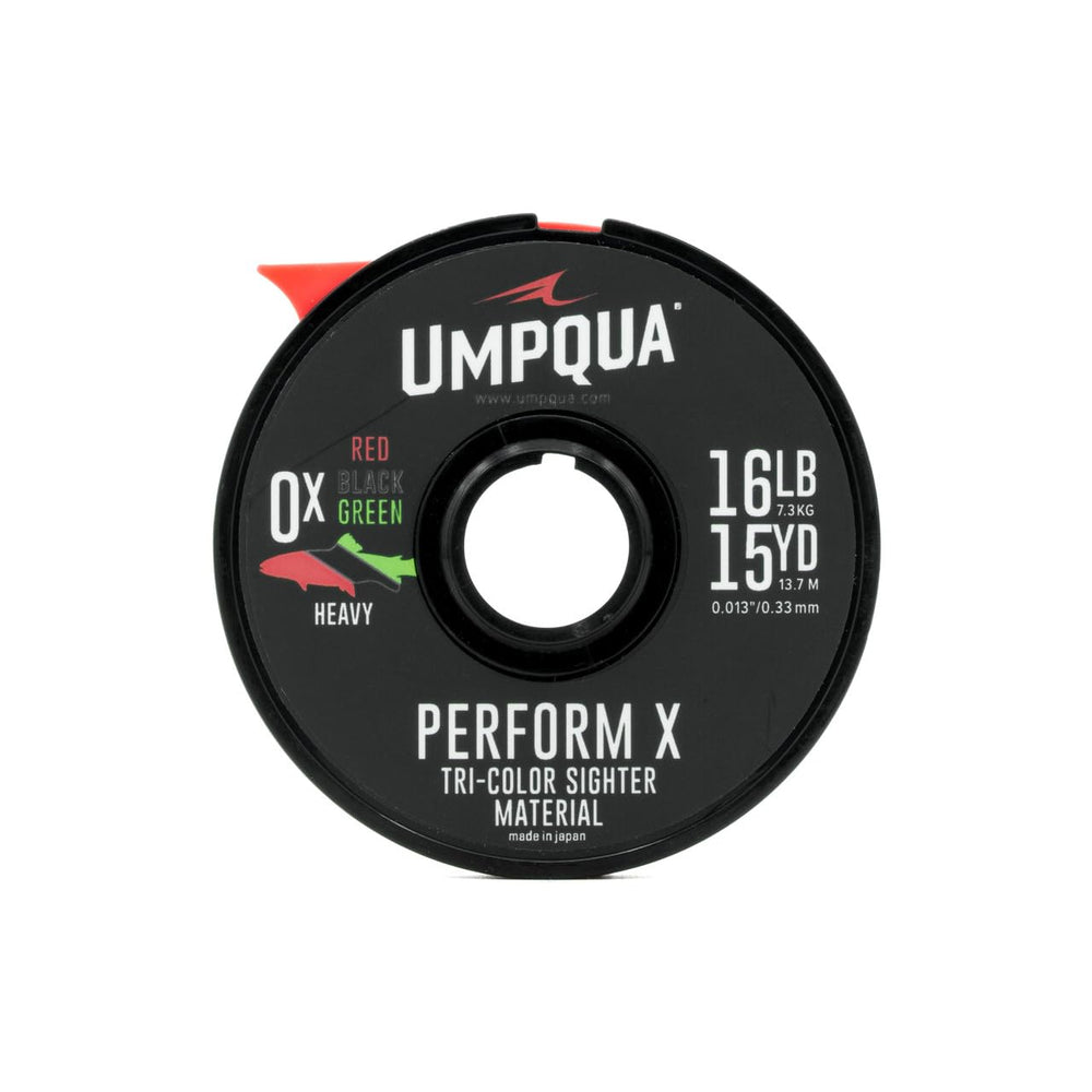 Umpqua Sighter-Tippet Tri Tone 15m Heavy 02X Red/Green enhances on-water visibility.