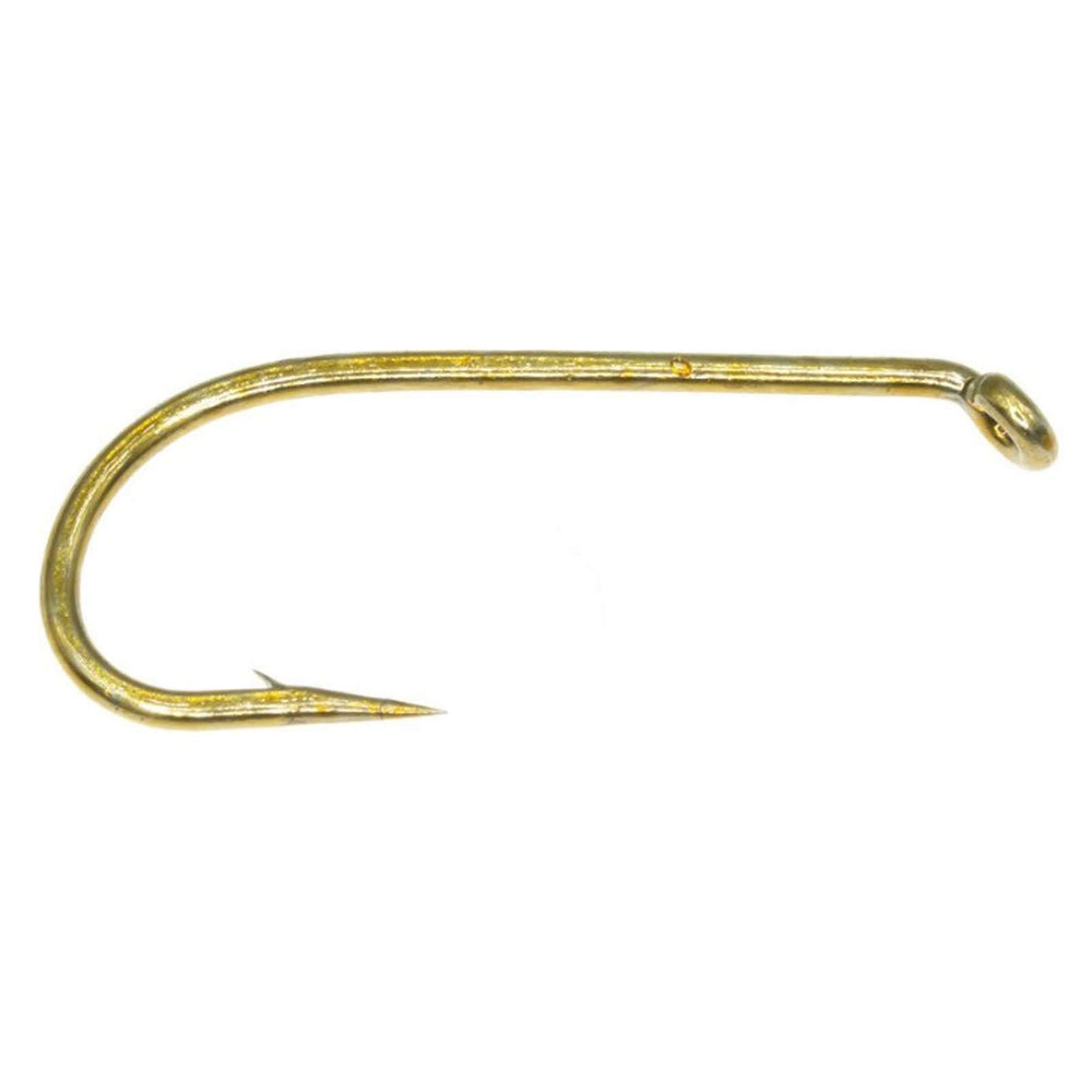 Umpqua TMC 9300 dry fly hook close-up shows bronze forged strength for tough trout