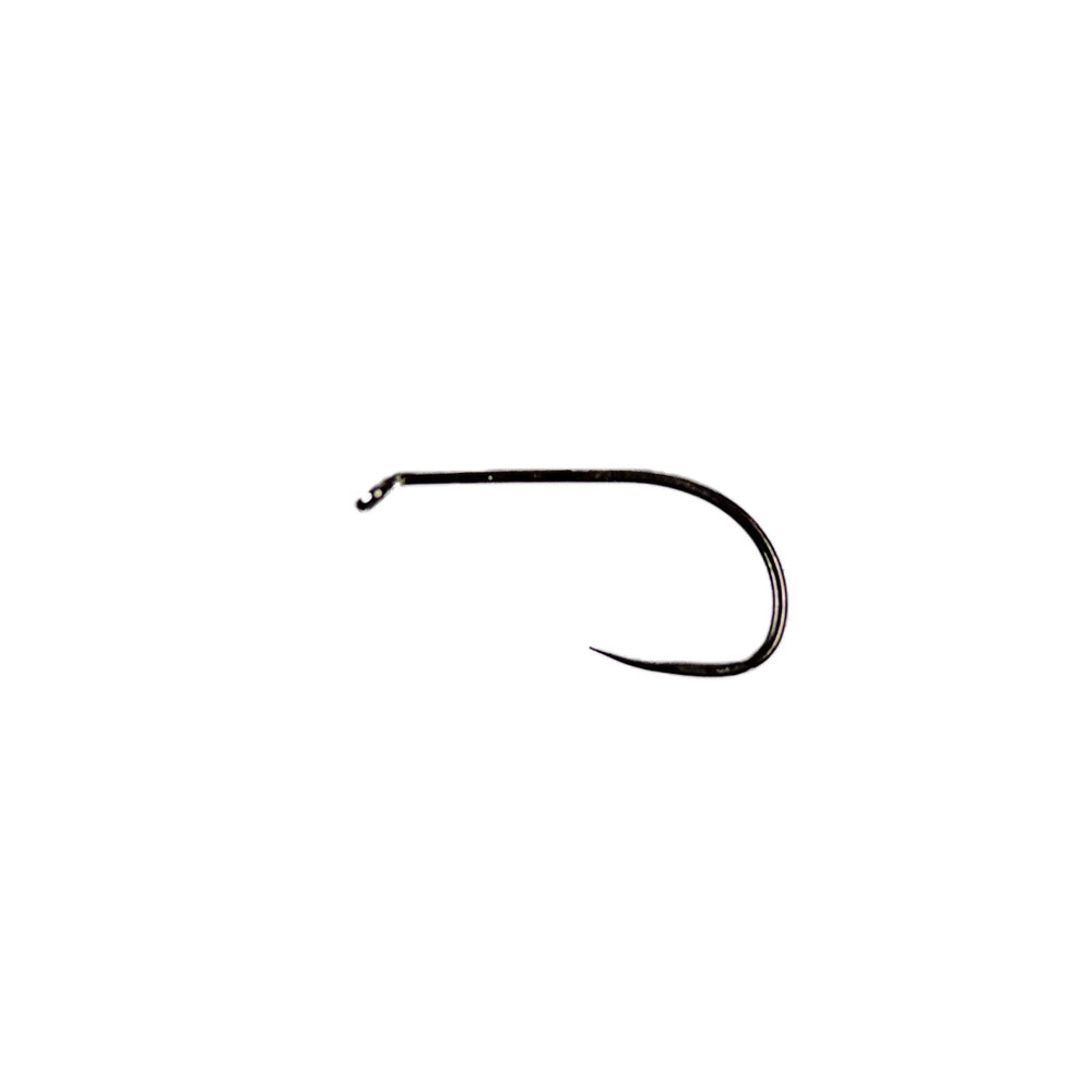 Umpqua UC600BL-BN barbless dry fly hook closeup, ideal for competition tying and precise hooksets.