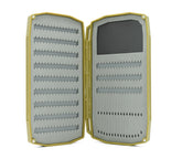 Open Umpqua UPG Foam Weekender Olive Fly Box showing foam inserts