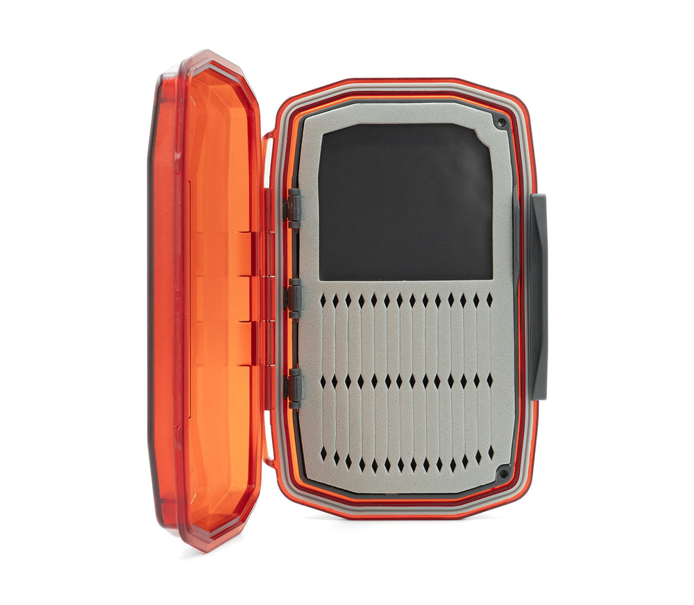 Umpqua UPG Foam WP Daytripper box open shows quick-loading foam and organized slots.