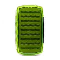 Umpqua UPG Sili Waterproof Essential Fly Box Large Hot Green - front view with see-through lid
