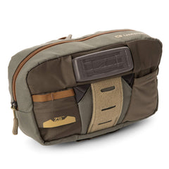 Umpqua Wader ZS2 Chest Pack Olive on waders with MOLLE attachment and zippers