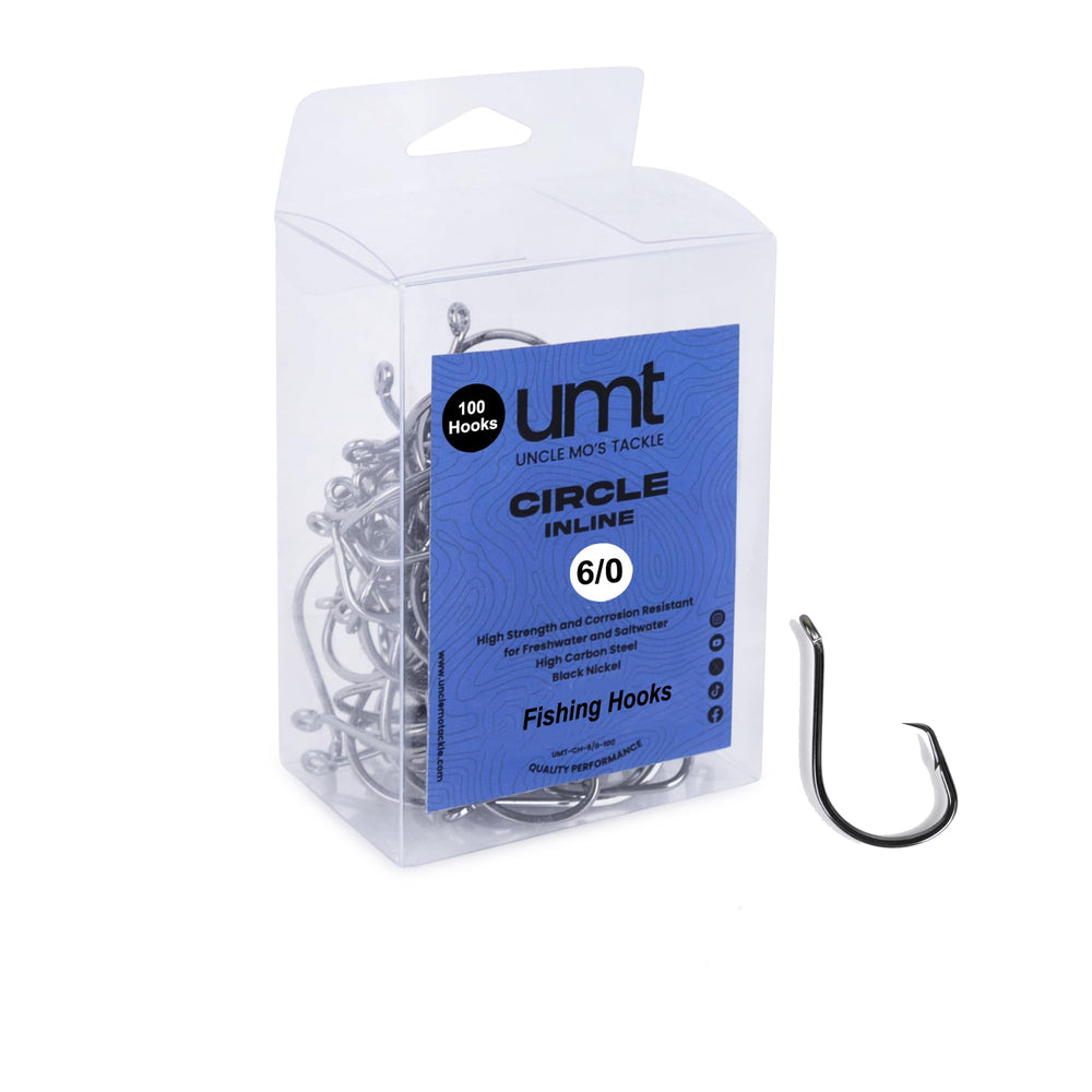 UMT inline circle hooks 6/0 black nickel close-up