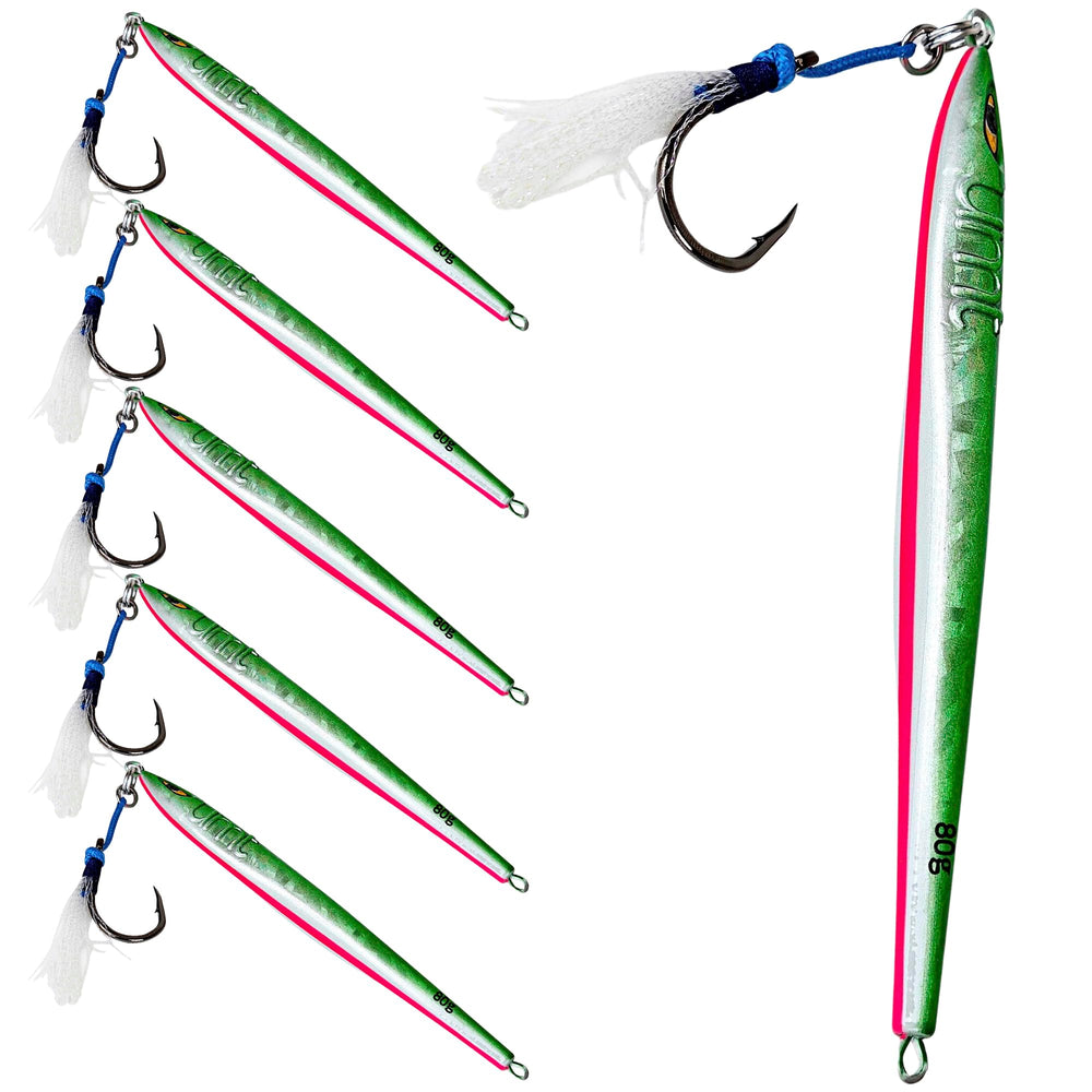 UMT Tuna Riser Jig 80g Green/Pink – 5 Pack
