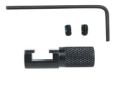 Close-up of Uncle Mike's Hammer Extension mounted on a Marlin rifle showing knurled blued steel