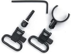 Close-up of Magnum Band Sling Swivels showing the closed-link design in black