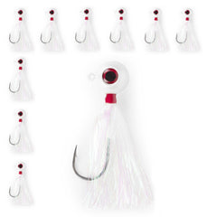 UNCLE MO'S Fluke Bucktail Jig with pearl white Mylar teaser attracts bites in varied conditions