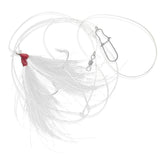 UNCLE MO'S Hi-Lo rig with white bucktail teaser shows dual-bait action.
