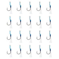 Uncle Mo's Jigging Assist Hooks with Bucktail Teaser flash for saltwater jigging.