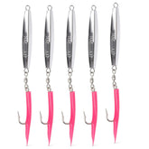 UNCLE MO'S UMT 5 Pack A17 Diamond Jig chrome pink teaser attracts bites.
