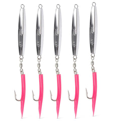 UNCLE MO'S UMT 5 Pack A17 Diamond Jig chrome pink teaser attracts bites.