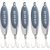 Uncle Mo's UMT chrome spoon lure set ready for freshwater and saltwater casting.