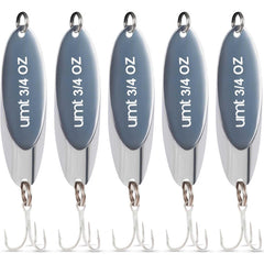 Uncle Mo's UMT chrome spoon lure set ready for freshwater and saltwater casting.