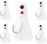 UNCLE MO'S UMT Fluke Bucktail Jig with pearl white Mylar teaser improves underwater visibility
