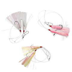Uncle Mo’s Fluke Hi-Lo rig with multicolor Mylar teaser