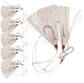 Uncle Mo’s hi-lo rig with white Mylar teaser for fluke fishing.