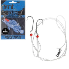 Uncle Mo's Tackle sea bass hi-lo rig featuring a 3-0 Mustad hook for strong bites.