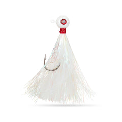 UNCLE MO'S UMT pearl white jig with Mylar teaser enhances underwater visibility