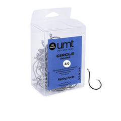 UNCLE MO'S UMT inline circle hooks 4/0 in black nickel for durable saltwater and freshwater use.