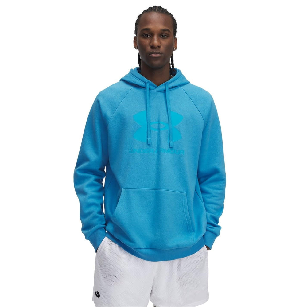 Under Armour Rival Fleece Hoodie front view with logo for warm comfort
